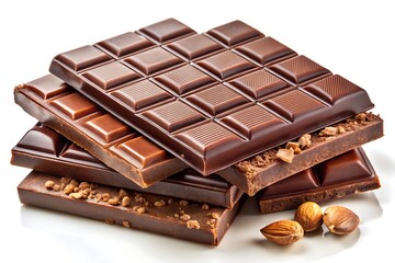 delicious chocolate bars isolated on white background