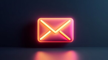 Glowing envelope icon on futuristic dark surface high resolution picture