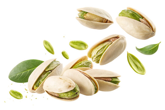 pistachio nuts on white background