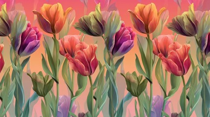 Vibrant Tulip Floral Pattern
