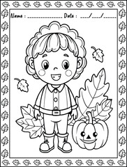 Autumn Coloring Pages. Ready to print on standard,  Resolution: High resolution (300 DPI), 8.5x11 inch paper  With No Bleed. Black and White.
