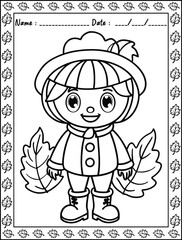 Autumn Coloring Pages. Ready to print on standard,  Resolution: High resolution (300 DPI), 8.5x11 inch paper  With No Bleed. Black and White.