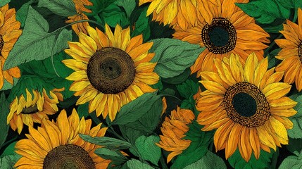 Vibrant Sunflower Pattern Design