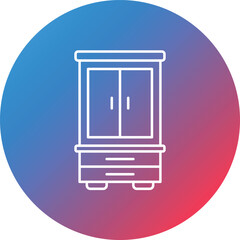 Wardrobe Line Gradient Circle Background Icon