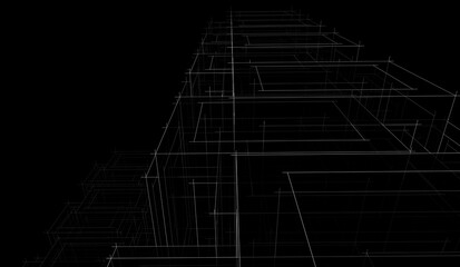 Architectural building 3d drawing