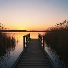 Fototapeta premium Sunset Reflections From the End of the Pier