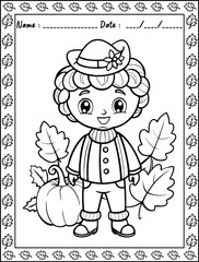 Autumn Coloring Pages. Ready to print on standard,  Resolution: High resolution (300 DPI), 8.5x11 inch paper  With No Bleed. Black and White.