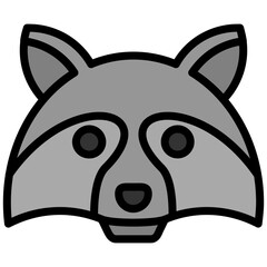 Racoon Outline Flat Design Icon, Animal Outline Flat Design Icon Symbol