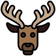 Deer Outline Flat Design Icon, Animal Outline Flat Design Icon Symbol