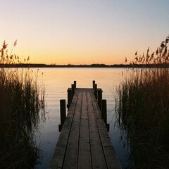 Fototapeta premium Moody Twilight Scene With Reflected Light