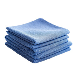 Blue microfiber cleaning cloths neatly On white background
