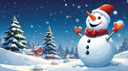 Fototapeta premium A Whimsical Snow Day Filled with Christmas Laughter and Snowflakes