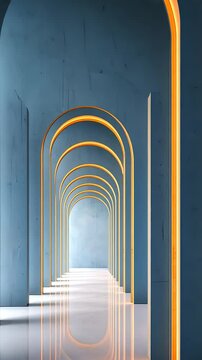 Modern arch hallway with subtle lighting