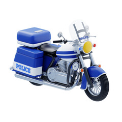Blue and White Cartoon Law Enforcement Motorcycle Cruiser Vehicle Illustration Isolated