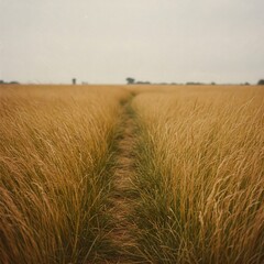 Obraz premium Long Walk Through Quiet Countryside Field