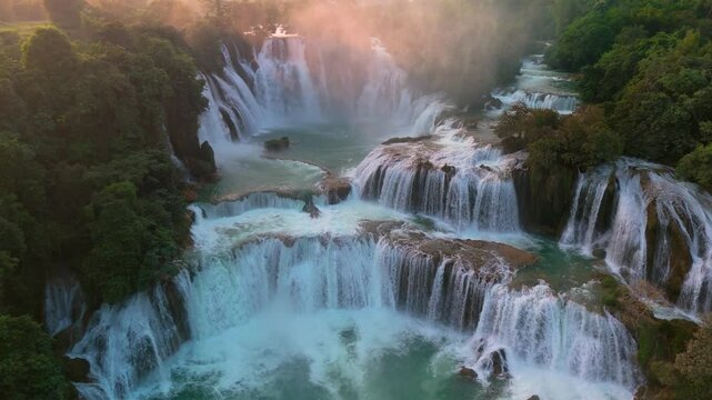 Aerial view of Ban Gioc Waterfall in Northern Vietnam