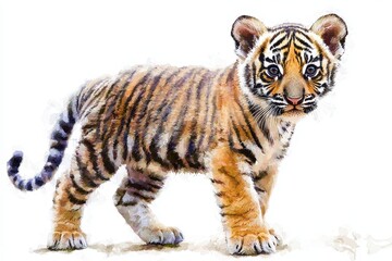 Obraz premium Cute Young Tiger Cub with Striking Stripes and Playful Expression