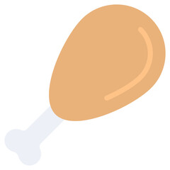 Chicken Leg Flat Design Icon, Cooking And Kitchen Flat Design Icon Symbol