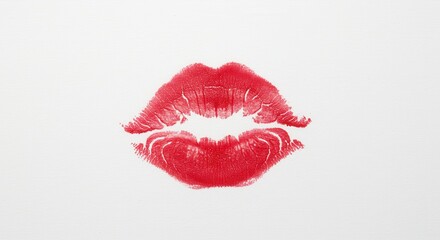 Red Lipstick Kiss Mark on White Background  