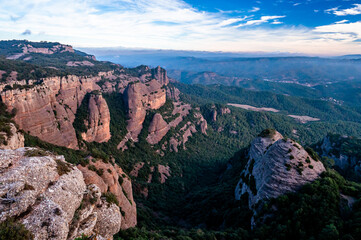 Morning on the edge of the mountain cliffs
