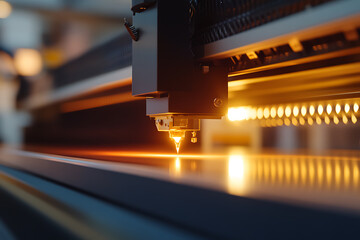 Precision Cutting: Automated manufacturing process, focused on laser cutting technology, industrial innovation, and precision engineering solutions.