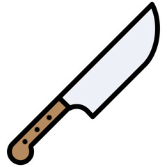 Knife Outline Flat Design Icon, Cooking And Kitchen Outline Flat Design Icon Symbol