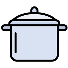Cooking Pot Outline Flat Design Icon, Cooking And Kitchen Outline Flat Design Icon Symbol