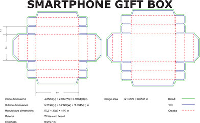 Smartphone Gift Box Packaging Die Cut Template For Manufacturing And Design