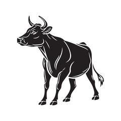 Obraz premium Cow black vector silhouette isolated icon on white background
