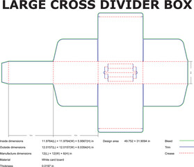 Large Cross Divider Box Die Cut Template Blueprint For Packaging Design