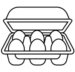 OOpen Cardboard Egg Carton with Six Eggs and Raised Lid, Food Packaging, Fresh Produce Storage, Grocery Shopping and Kitchen Essentials, Culinary and Nutritional Use