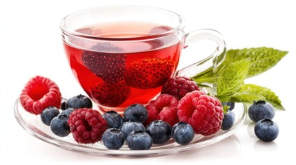 Refreshing Berry Tea: A Delightful Blend of Raspberries, Blueberries, and a Hint of Mint