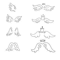 Angel Wings Vector Set – Hand Drawn Feathered Wings Collection for Fantasy Art, Tattoos, Logos, and Decorations