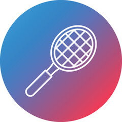 Tennis Racket Line Gradient Circle Background Icon