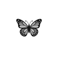 3D Grayscale Butterfly Illustration