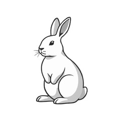 Cute Grayscale Rabbit Design Illustration
