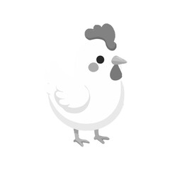 Cute Grayscale Rooster Icon Design