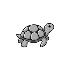 Cute Contoured Grayscale Turtle Icon Design