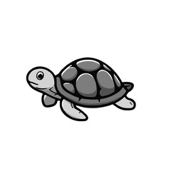 Cute, Contoured Grayscale Turtle 