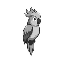 Obraz premium Detailed 3D Grayscale Parrot illustration