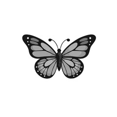 Detailed 3D Grayscale Butterfly 