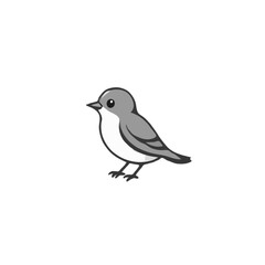 Cute, Simplified Grayscale Bird