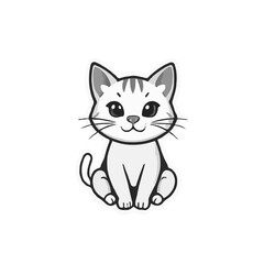Simplified, Cute Grayscale Cat Design