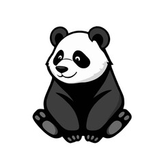 Naklejka premium Simple, Contoured Grayscale Panda Bear Design