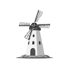 Fototapeta premium Detailed 3D Grayscale Windmill Design