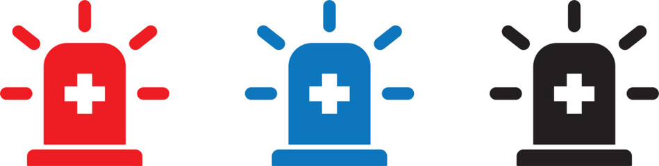 Police siren car icon. Signal light symbol concept. Rescue or ambulance siren light. Vector illustration on white background