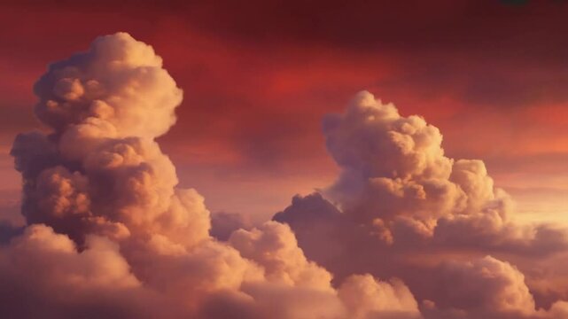 Time-lapse of dramatic storm red-orange thunderous sky, lightning strikes flashes, cinematic high contrast lighting, wind shaking foliage, mythological tone, 4K epic mood piece