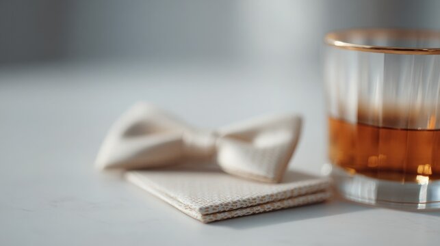 minimalistic arrangement of bachelor party props on white surface