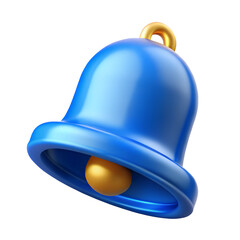 Fototapeta premium Blue notification bell icon 3d render illustration for social media reminder and alert design element isolated on transparent background