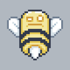 Naklejka premium bee monster character in pixel art style with isolated background